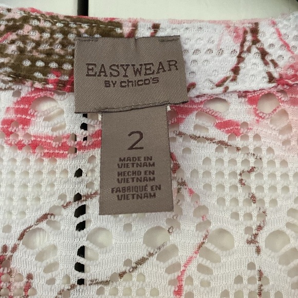 Chico’s Size 2 Mesh Cardigan Floral‎ Print Tunic Colorful Chicos Size Large 3/4 - Picture 6 of 9